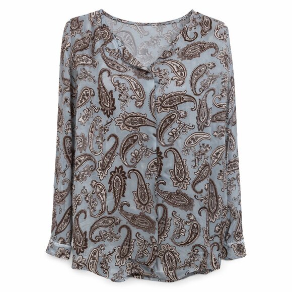 LOFT Tops - Ann Taylor LOFT Blue Paisley Blouse Medium M Flowy Hidden Button Front 💙✨
